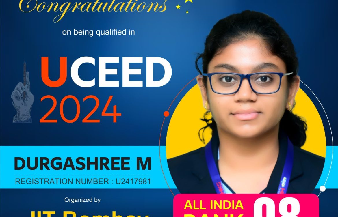 Miss Durgashree M Shines with 98th All India Rank in UCEED 2024