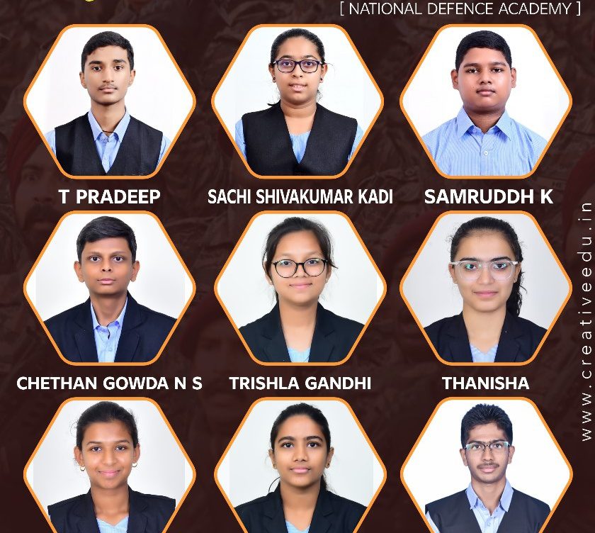 ಕ್ರಿಯೇಟಿವ್ ಸಂಸ್ಥೆಯ 9 ವಿದ್ಯಾರ್ಥಿಗಳು ಎನ್ ಡಿ ಎ / ಎನ್‌ ಎ ಪರೀಕ್ಷೆಯಲ್ಲಿ ಅರ್ಹತೆ