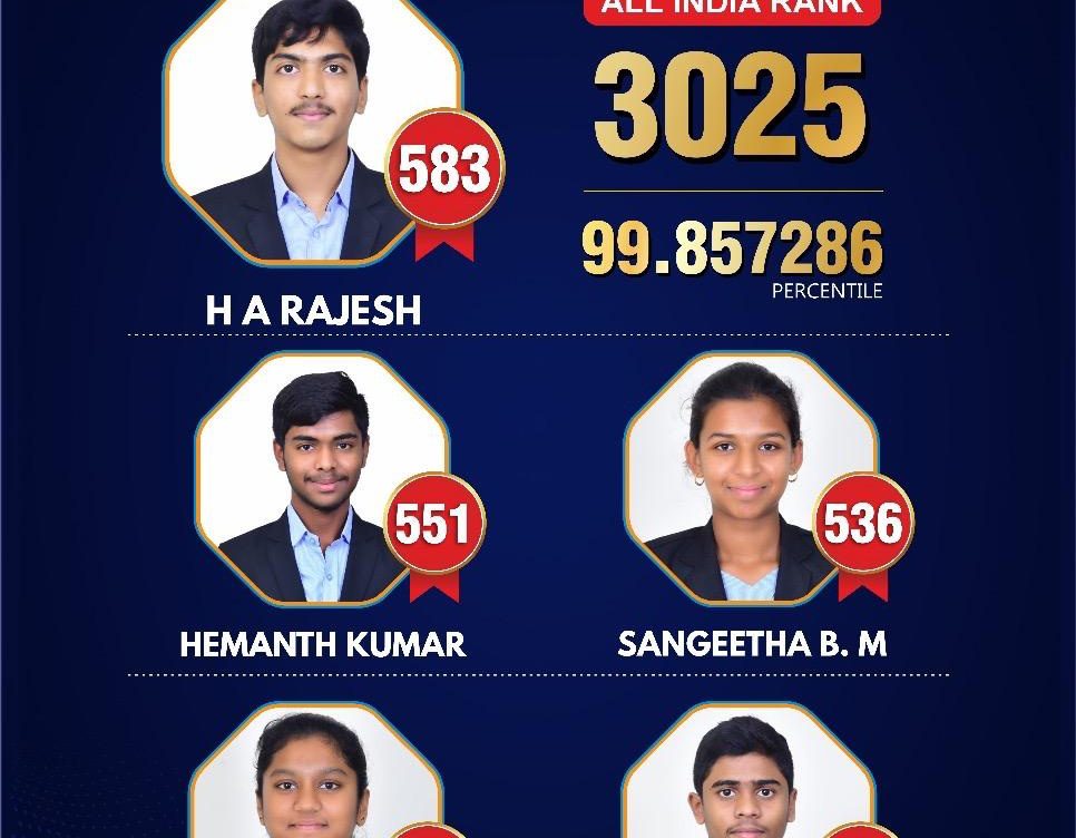 ನೀಟ್ ಫಲಿತಾಂಶ ಪ್ರಕಟ: ವೈದ್ಯಕೀಯ ಪ್ರವೇಶ ಪರೀಕ್ಷೆಯಲ್ಲಿ ಹೆಚ್. ಕೆ. ಎಸ್. ವಿದ್ಯಾರ್ಥಿಗಳ ಅತ್ಯದ್ಭುತ ಸಾಧನೆ.