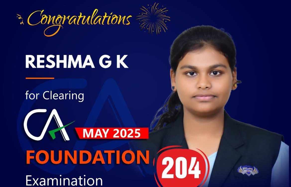 ಸಿ.ಎ (CA) ಫೌಂಡೇಶನ್ ಪರೀಕ್ಷೆಯಲ್ಲಿ ಹೆಚ್.ಕೆ.ಎಸ್ ನ ರೇಷ್ಮಾ ಜಿ ಕೆ  ಸಾಧನೆ.