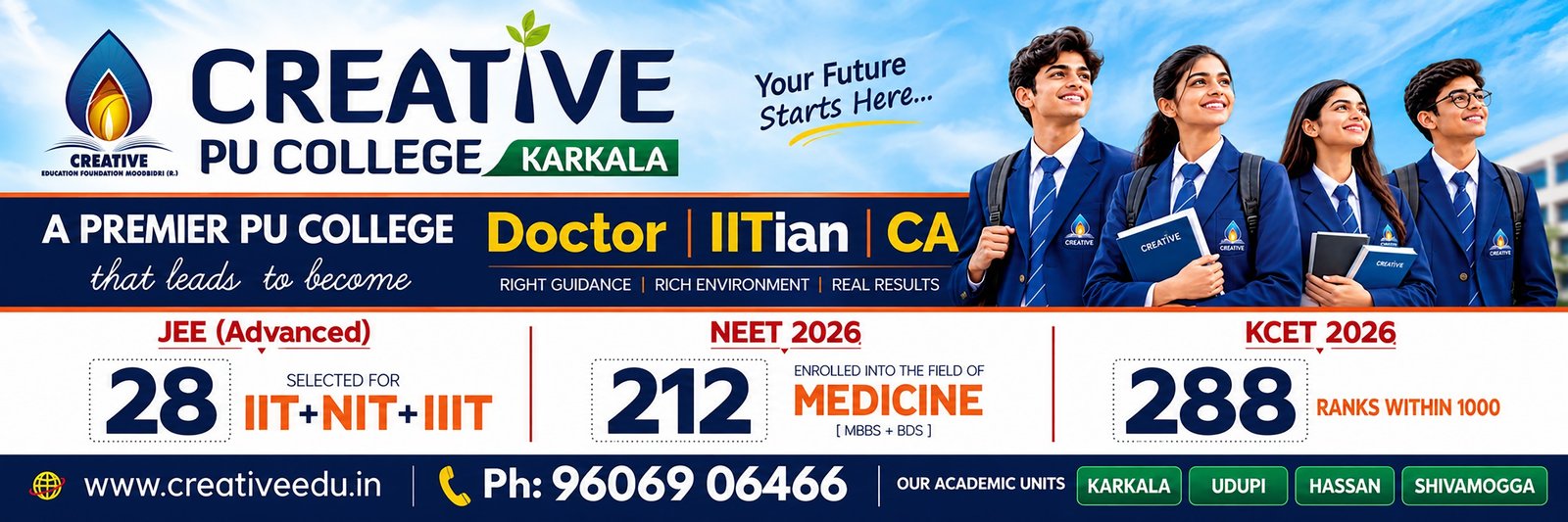 CREST 2026 – Creative Entrance & Scholarship Test. Enrollment for I PUC 2027.